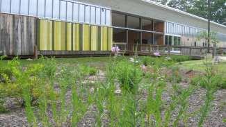 Picture of the front of the Walnut Creek Wetland Center Building