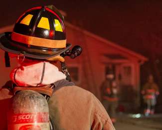 Firefighter at fire scene