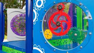 Gears on the playground equipment
