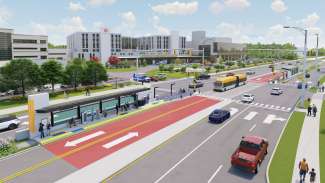 a rendering of New Bern Avenue will look like once the BRT project is completed. 