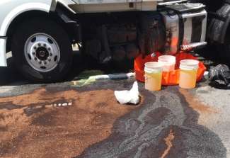 Petroleum spilling from a truck