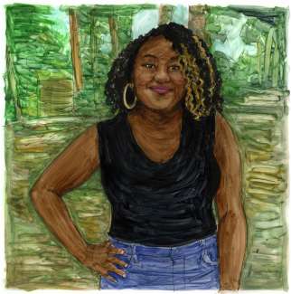 A portrait drawing of Adwoa Asante by Deborah Aschheim