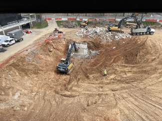 Image shows the demo of last basement wall of the old police station 