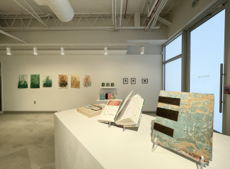 print and bookmaking artworks in large gallery space inside pullen arts center