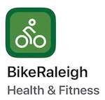 Logo for the BikeRaleigh App - stick figure on a bike