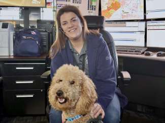 9-1-1 operator with therapy dog