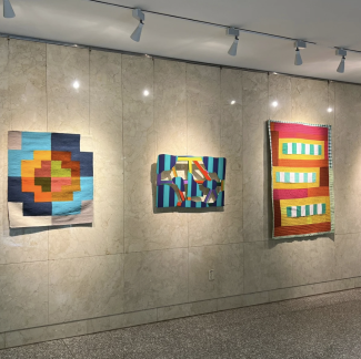 colorful artwork installed at Block Gallery 