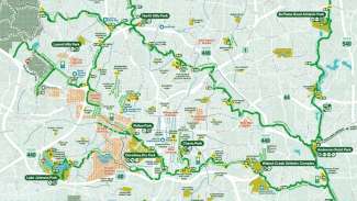 View of the greenway map of Raleigh