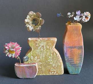 Colorful metal flowers