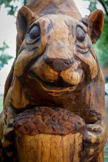 Giant squirrel made from a carved tree