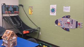 View of Sanderford Road Park Community center game room space