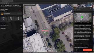 Map view in software of a city street in Raleigh