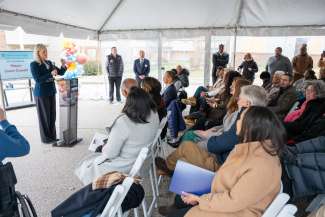 Mayor Janet Cowell speaking at the Heritage Park Transformation Event