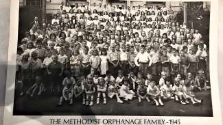 a black and white photo of methodist orphange