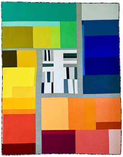colorful geometric quilt by Michelle Wilkie