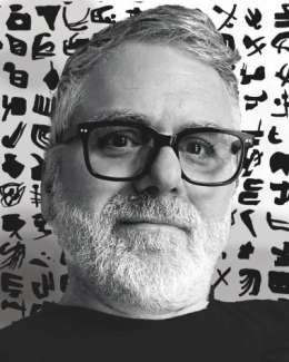 Black and white photograph of artist Jason Lord