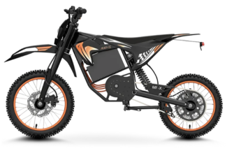 example of electric motorcycle - vehicle with two wheels and a saddle